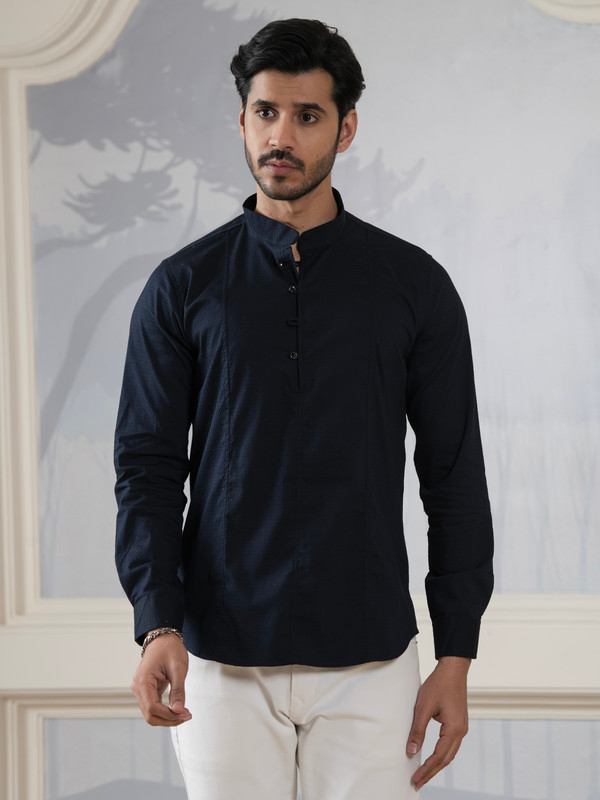 ALBION MENS GRAMMER NAVY SHORT KURTA
