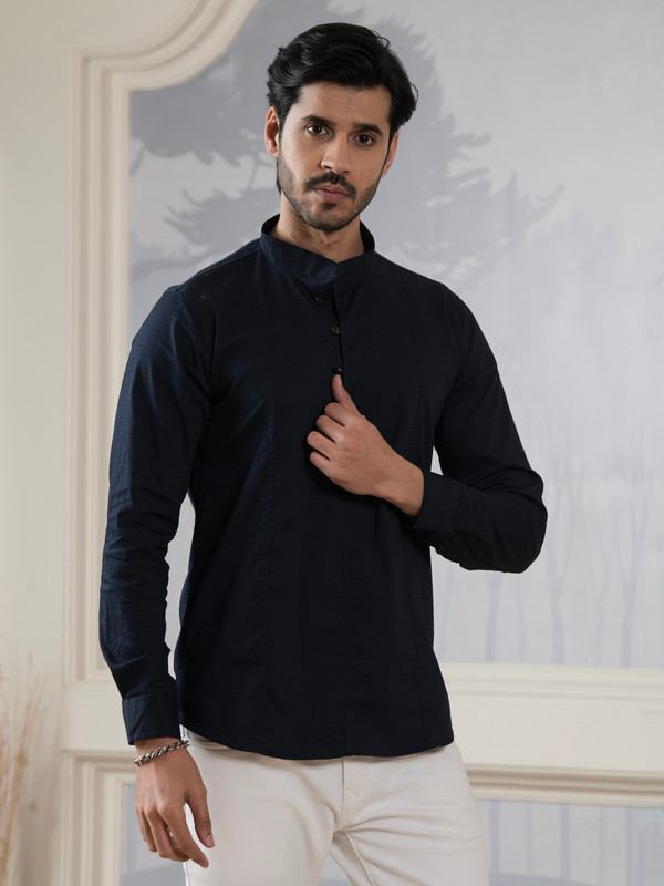 ALBION MENS GRAMMER NAVY SHORT KURTA