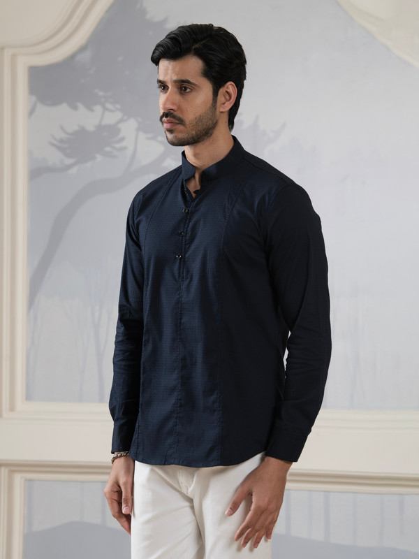 ALBION MENS GRAMMER NAVY SHORT KURTA