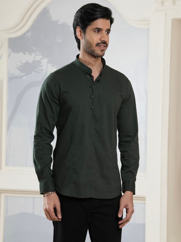 ALBION MENS GRAMMER OLIVE SHORT KURTA