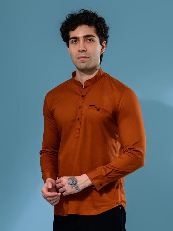 ALBION MENS GRAMMER C-BRN SHORT KURTA