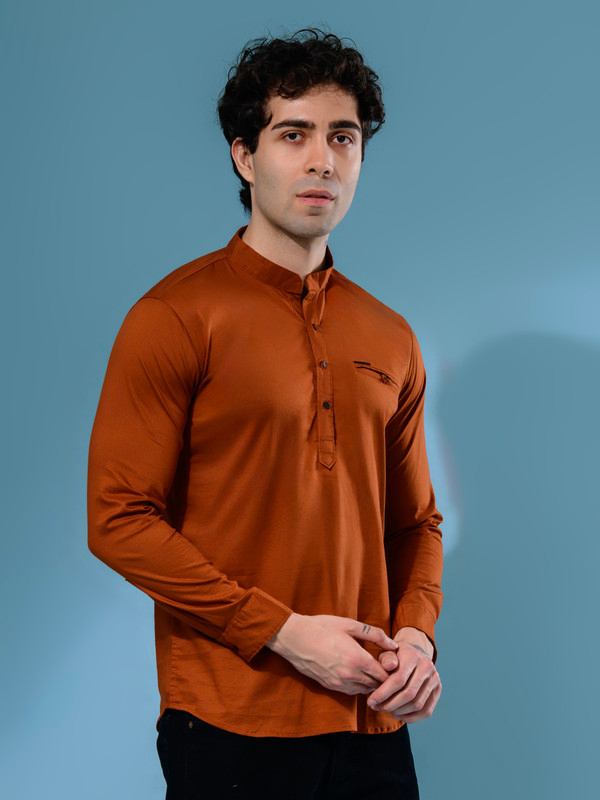 ALBION MENS GRAMMER C-BRN SHORT KURTA