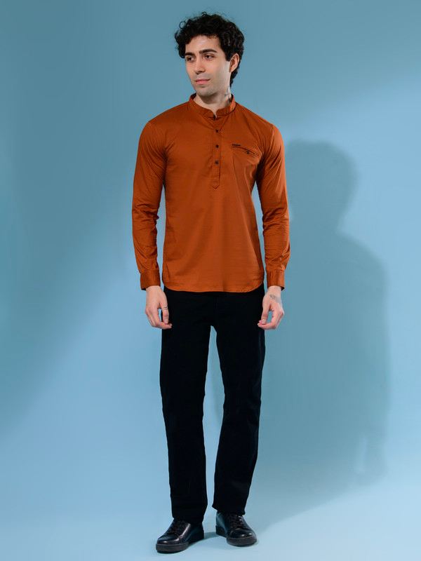 ALBION MENS GRAMMER C-BRN SHORT KURTA