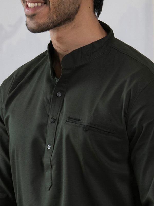 ALBION MENS GRAMMER OLIVE SHORT KURTA