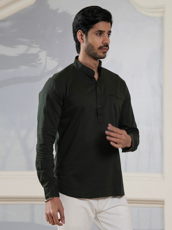 ALBION MENS GRAMMER OLIVE SHORT KURTA
