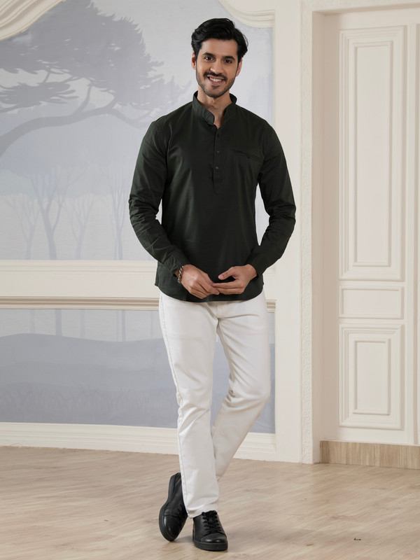 ALBION MENS GRAMMER OLIVE SHORT KURTA