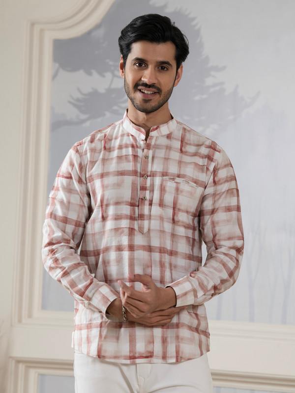 ALBION MENS GRAMMER S476-A (RED) SHORT KURTA