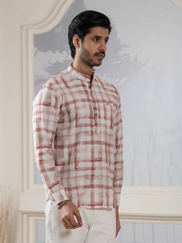ALBION MENS GRAMMER S476-A (RED) SHORT KURTA