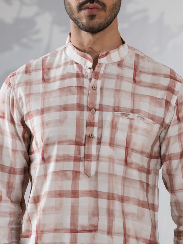 ALBION MENS GRAMMER S476-A (RED) SHORT KURTA