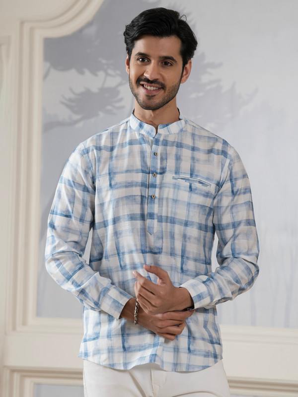 ALBION MENS GRAMMER S476-B (SKY) SHORT KURTA