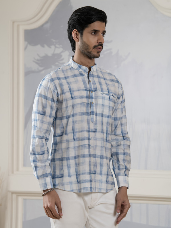 ALBION MENS GRAMMER S476-B (SKY) SHORT KURTA