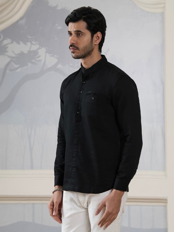ALBION MENS GRAMMER BLACK SHORT KURTA