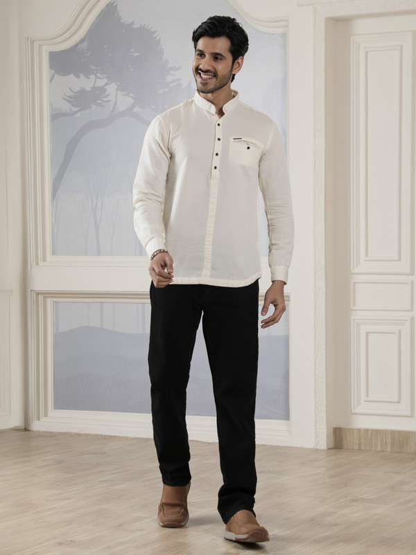 ALBION MENS GRAMMER CREAM SHORT KURTA