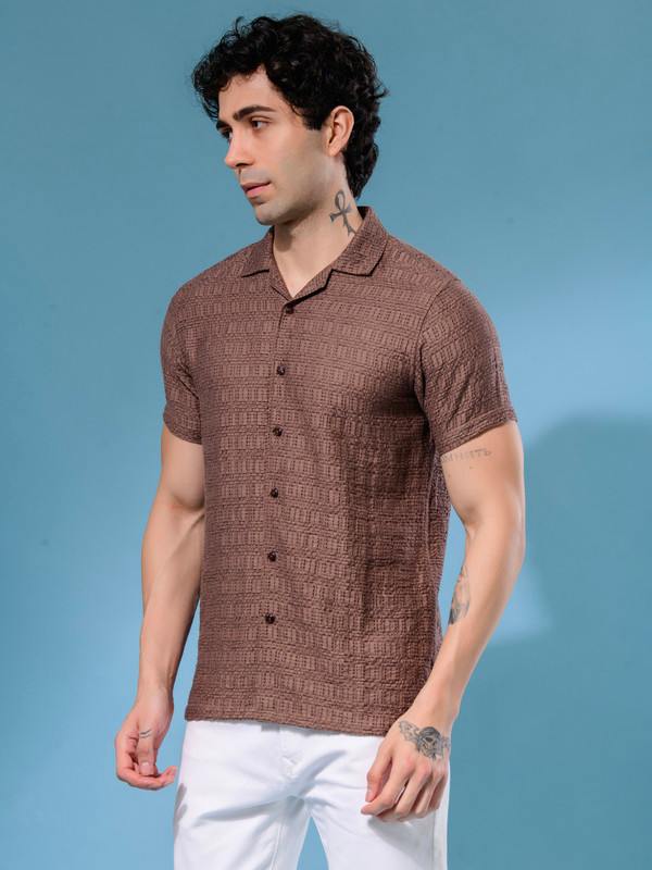 ALBION MENS HATCHERS BROWN SHIRT