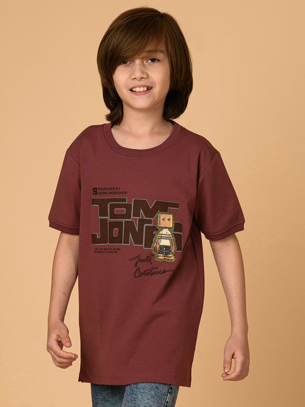 ALBION PREMIUM BOYS MEHROON T-SHIRT