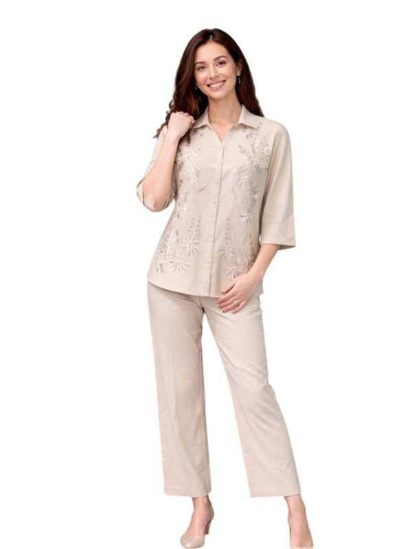 Albion Beige Minimal Co-Ord Set for Women | Premium Solid Shirt & Pant Set | Elegant Casual Outfit