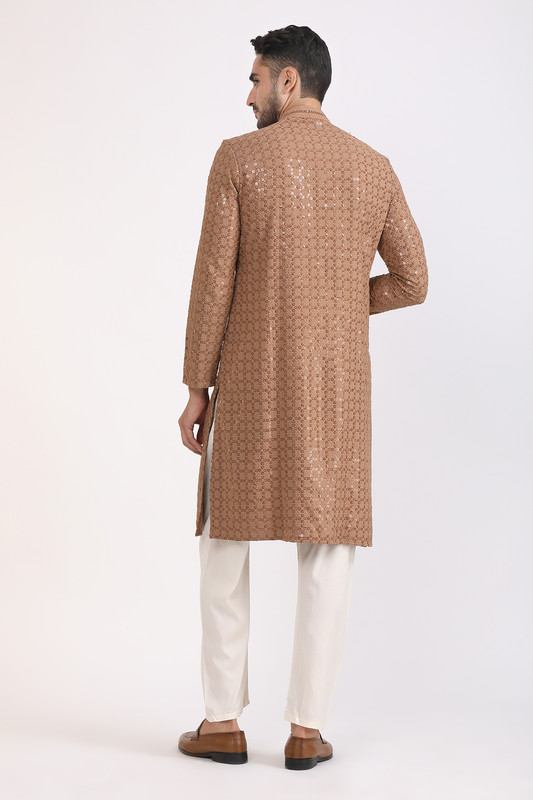 Albion Mens Primume Brown Kurta Pyjama