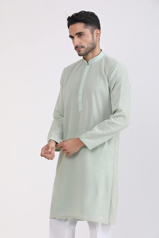 Albion Mens Primume Green Kurta Pyjama