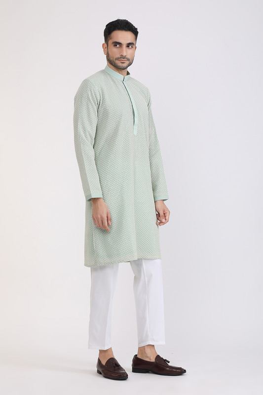 Albion Mens Primume Green Kurta Pyjama