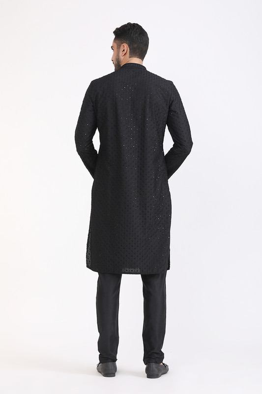 Albion Mens Primume Black Kurta Pyjama
