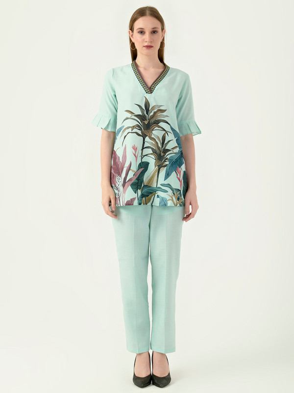 Albion Women Smart Premium Sky Green Co-ord