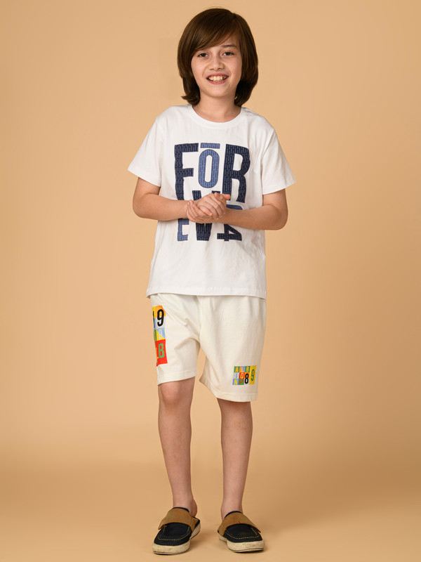 ALBION PREMIUM BOYS OFF WHITE SHORTS