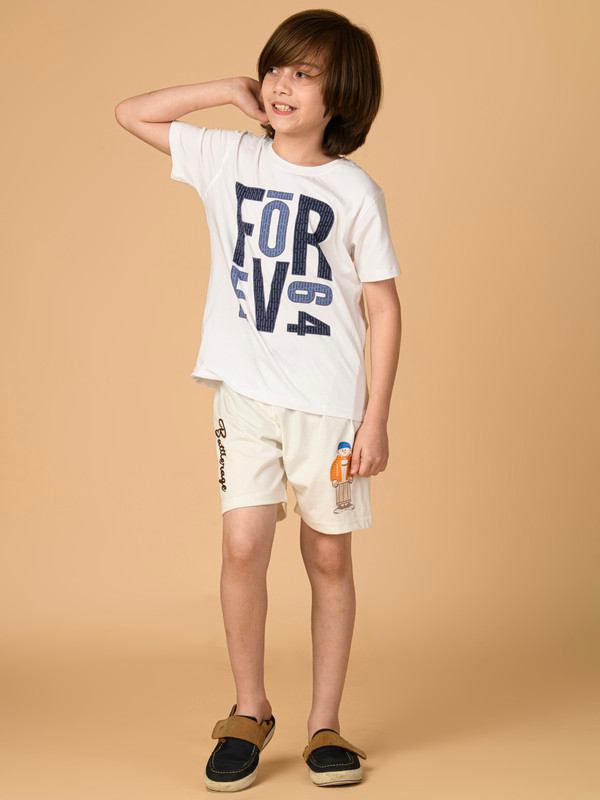 ALBION PREMIUM BOYS OFF WHITE SHORTS