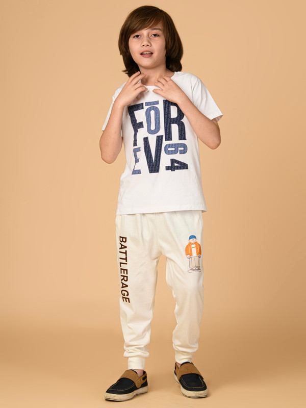 ALBION PREMIUM BOYS OFF WHITE LOWERS
