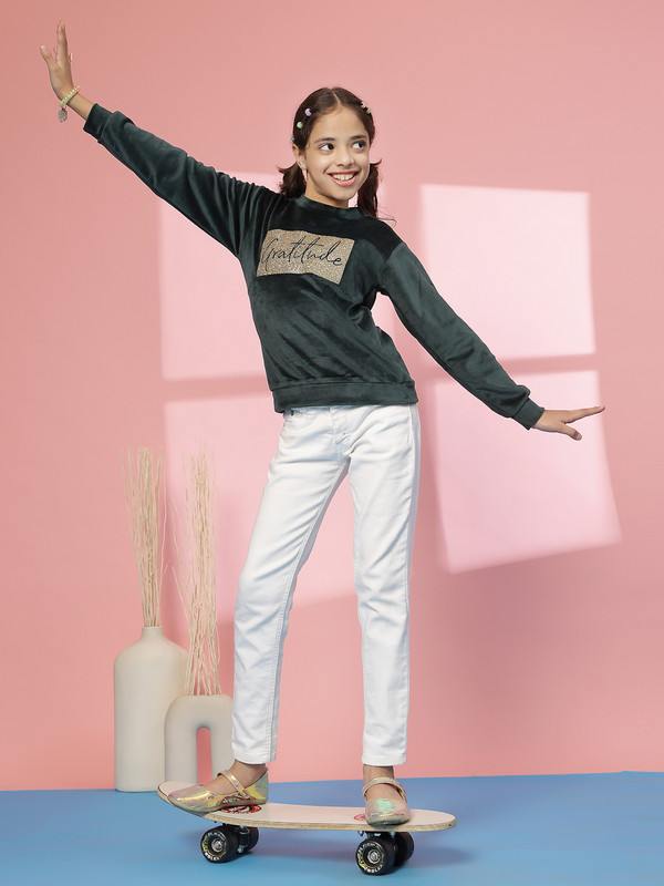 Albion By CnM GIRLS KIDS B GREEN PULLOVER