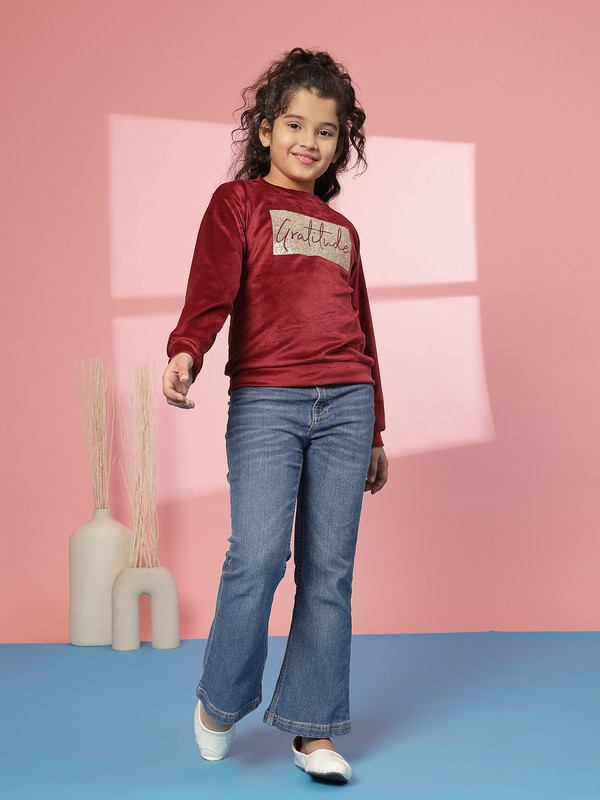 Albion By CnM GIRLS KIDS MAROON PULLOVER
