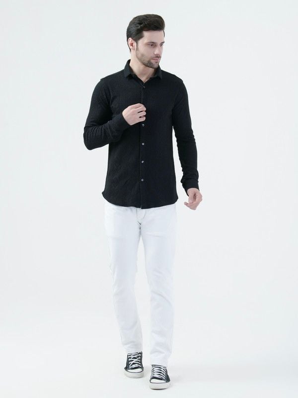 Albion Mens Black Shirt Full Sleeve