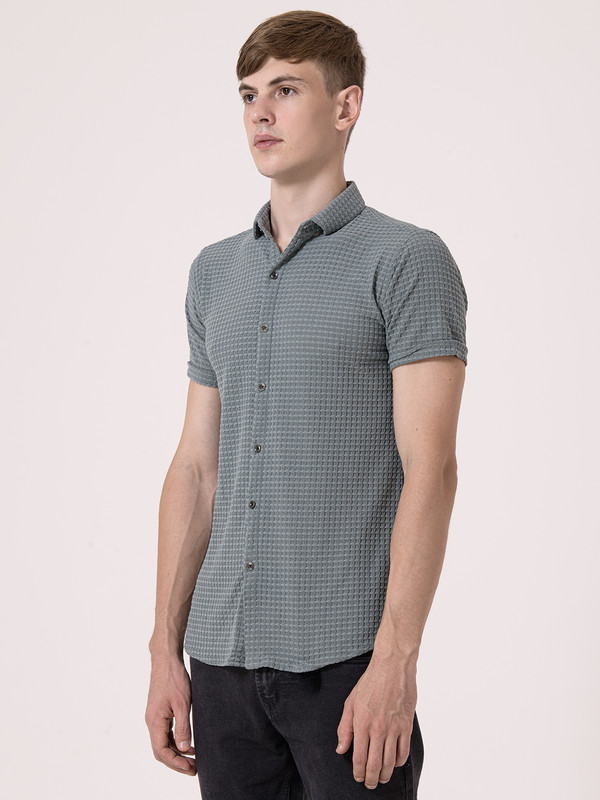 Albion Mens Gray Casual Shirt