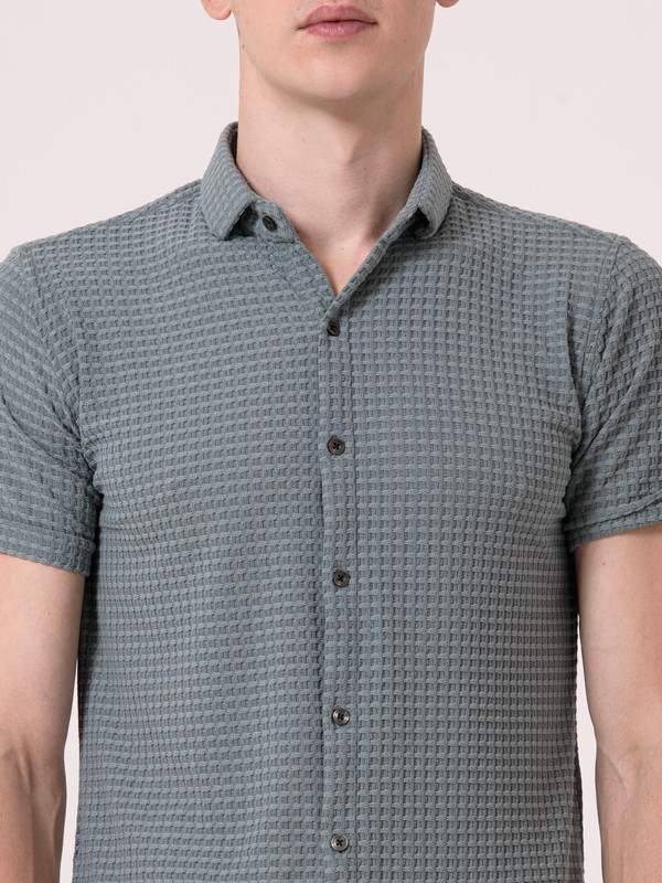 Albion Mens Gray Casual Shirt