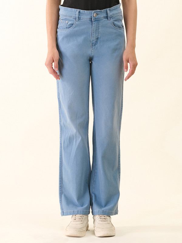 Albion Women Superior Mid Blue Straight Fit Jeans