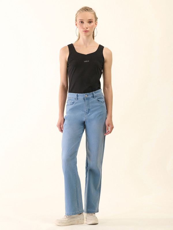 Albion Women Superior Mid Blue Straight Fit Jeans