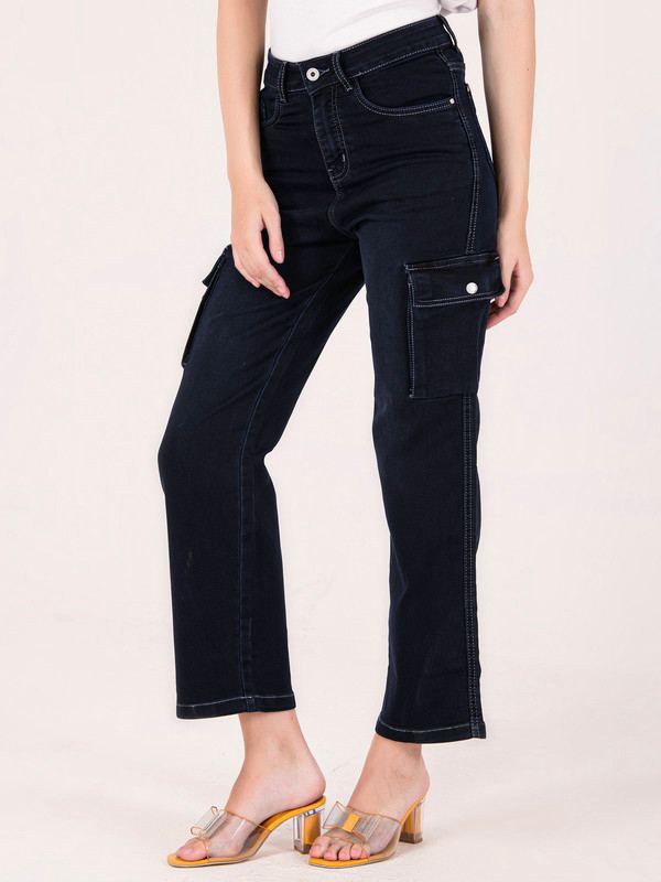 Albion Women OD Black Smart Straight Jeans