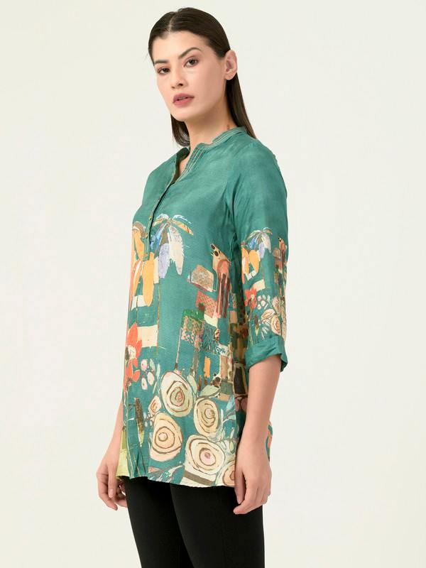 Albion Women Smart Premium Seagreen Blouson Top