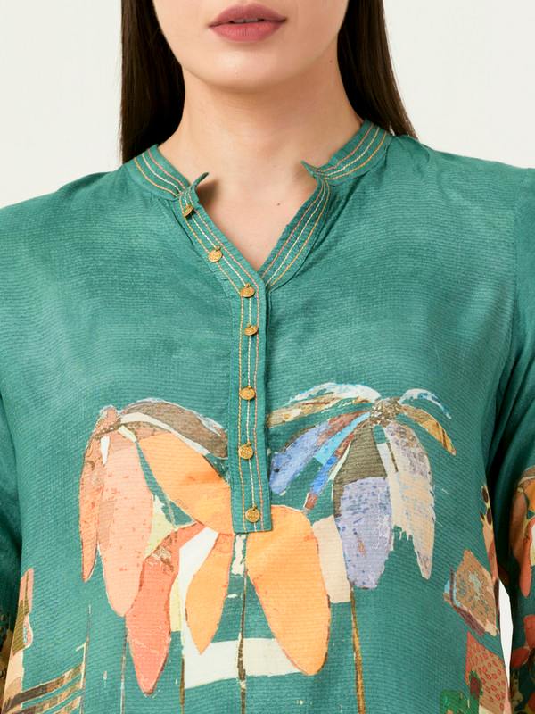 Albion Women Smart Premium Seagreen Blouson Top