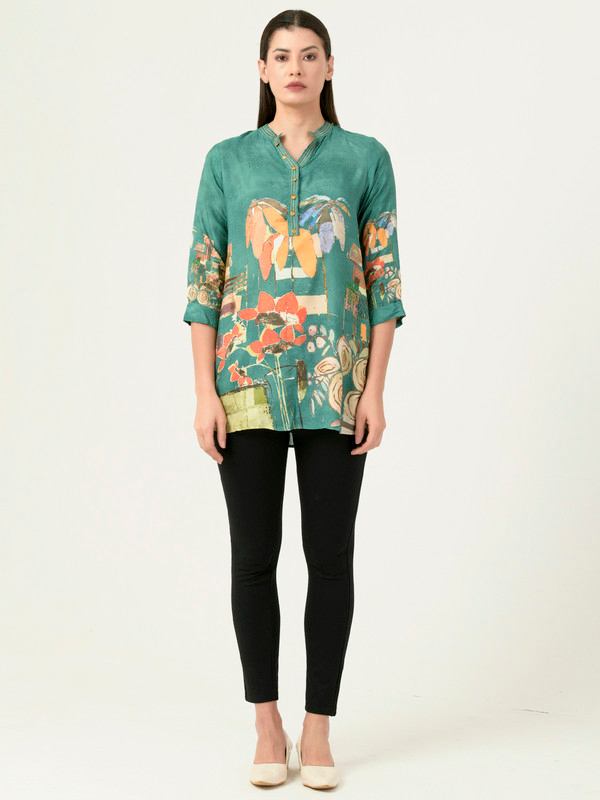 Albion Women Smart Premium Seagreen Blouson Top