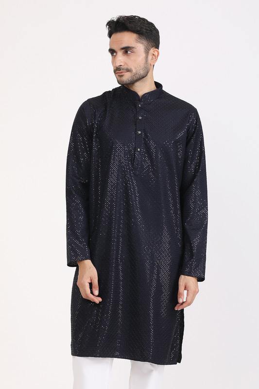 Albion Mens Primume R Blue Kurta Pyjama