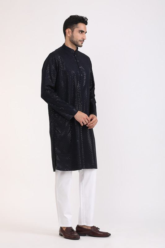 Albion Mens Primume R Blue Kurta Pyjama
