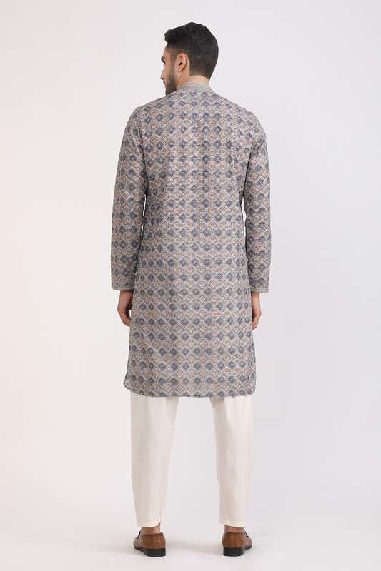 Albion Mens Premium Quality Grey Kurta Pyajama