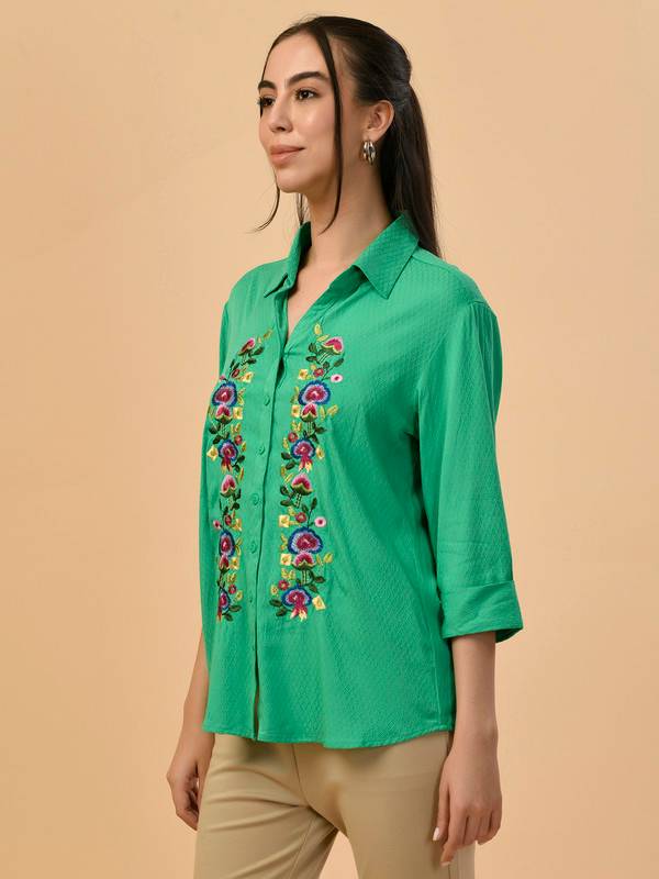 ALBION PREMIUM LADIES GREEN CASUAL SHIRT