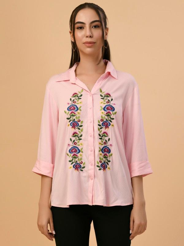 ALBION PREMIUM LADIES PINK CASUAL SHIRT