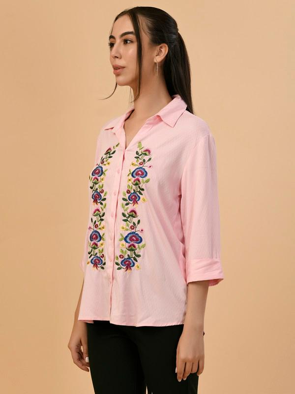 ALBION PREMIUM LADIES PINK CASUAL SHIRT