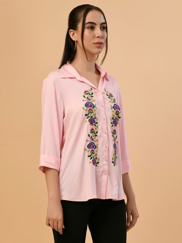 ALBION PREMIUM LADIES PINK CASUAL SHIRT