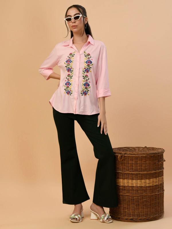 ALBION PREMIUM LADIES PINK CASUAL SHIRT