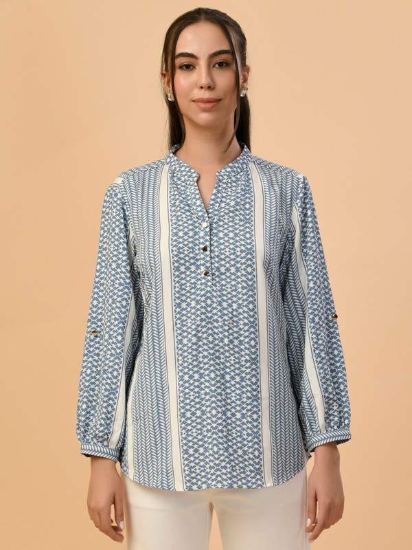 ALBION PREMIUM LADIES INK.BLUE BLOUSON TOP