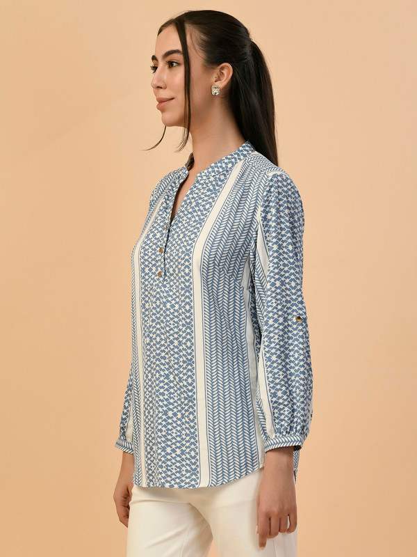 ALBION PREMIUM LADIES INK.BLUE BLOUSON TOP