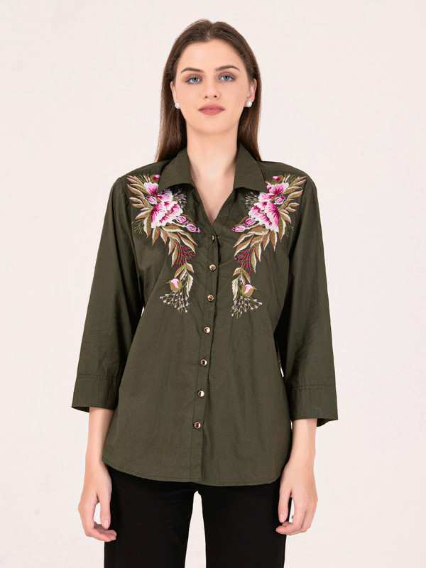 Albion Women D.Olive Smart Shirt